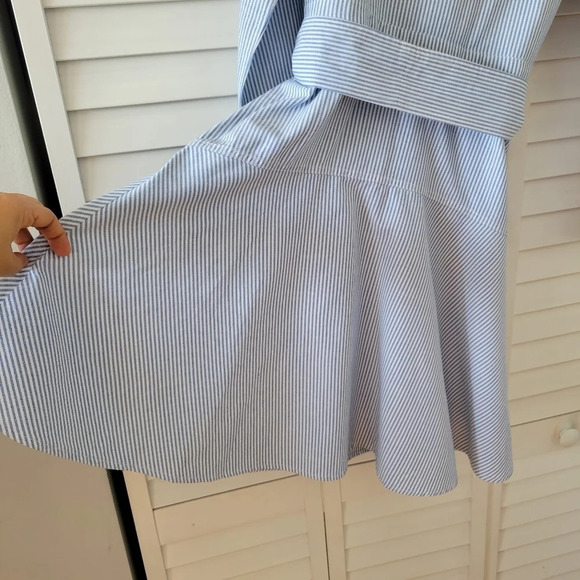 J. Crew Oxford White Blue Cotton A-line Shirtdress Size 0 - Picture 11 of 16